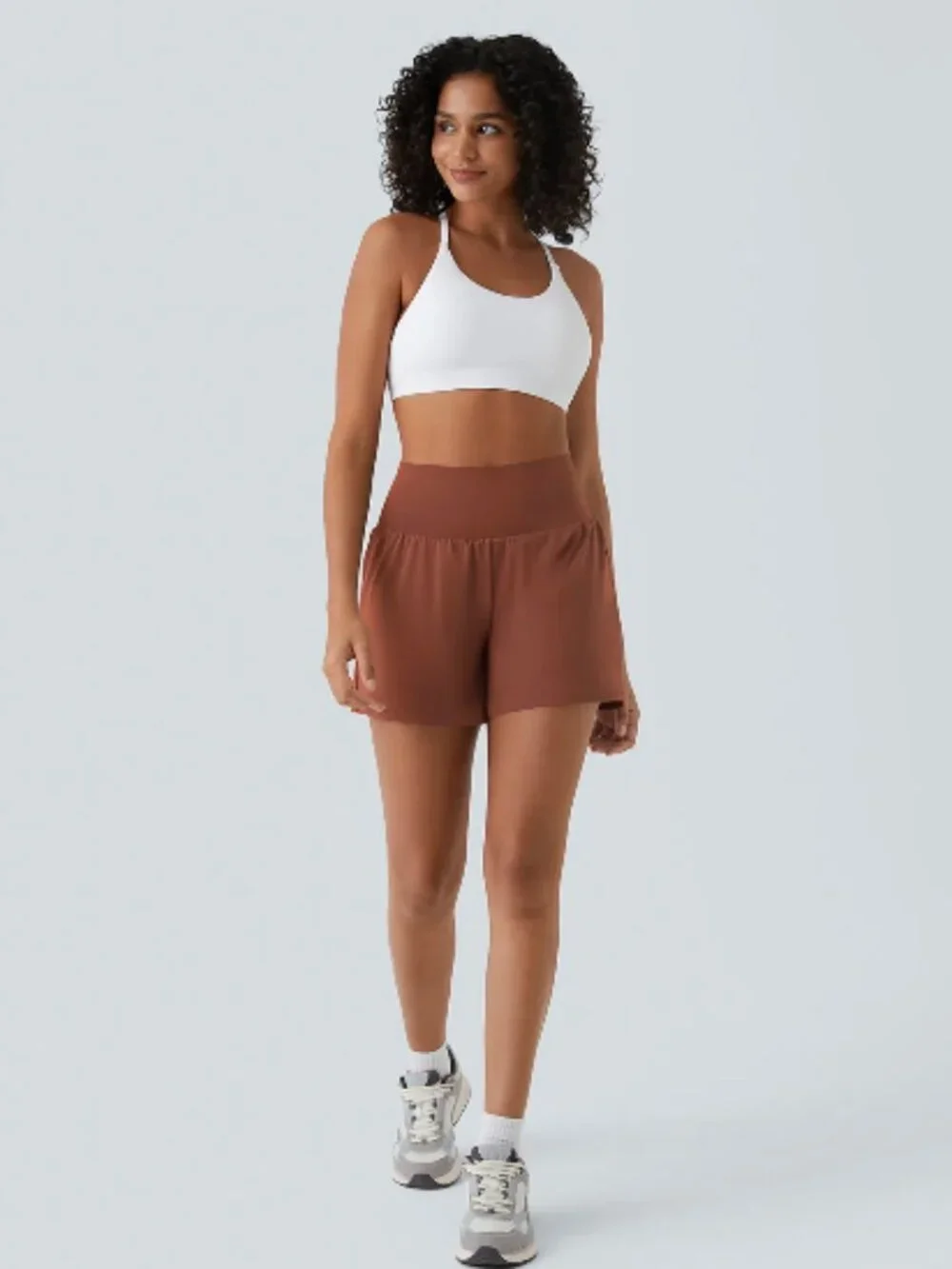 High Waisted 2-in-1 Cool Touch Yoga Shorts 5'' with Pockets-Longer Length - Picture 6 of 6